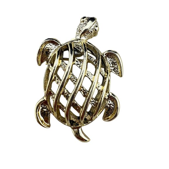 Gerrys Vintage Gold-Tone Openwork Turtle Pin Brooch Animal Jewelry - Picture 1 of 5